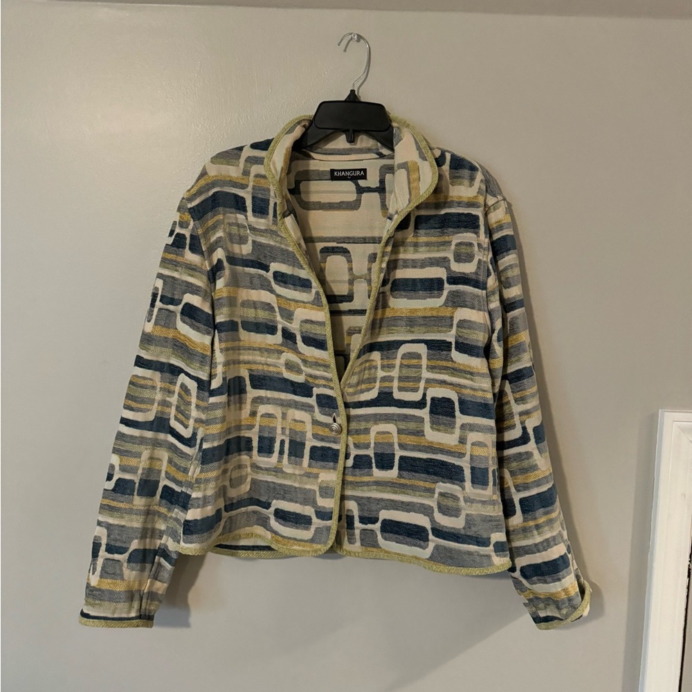 Khangura Green and Blue Coogie Style Blazer